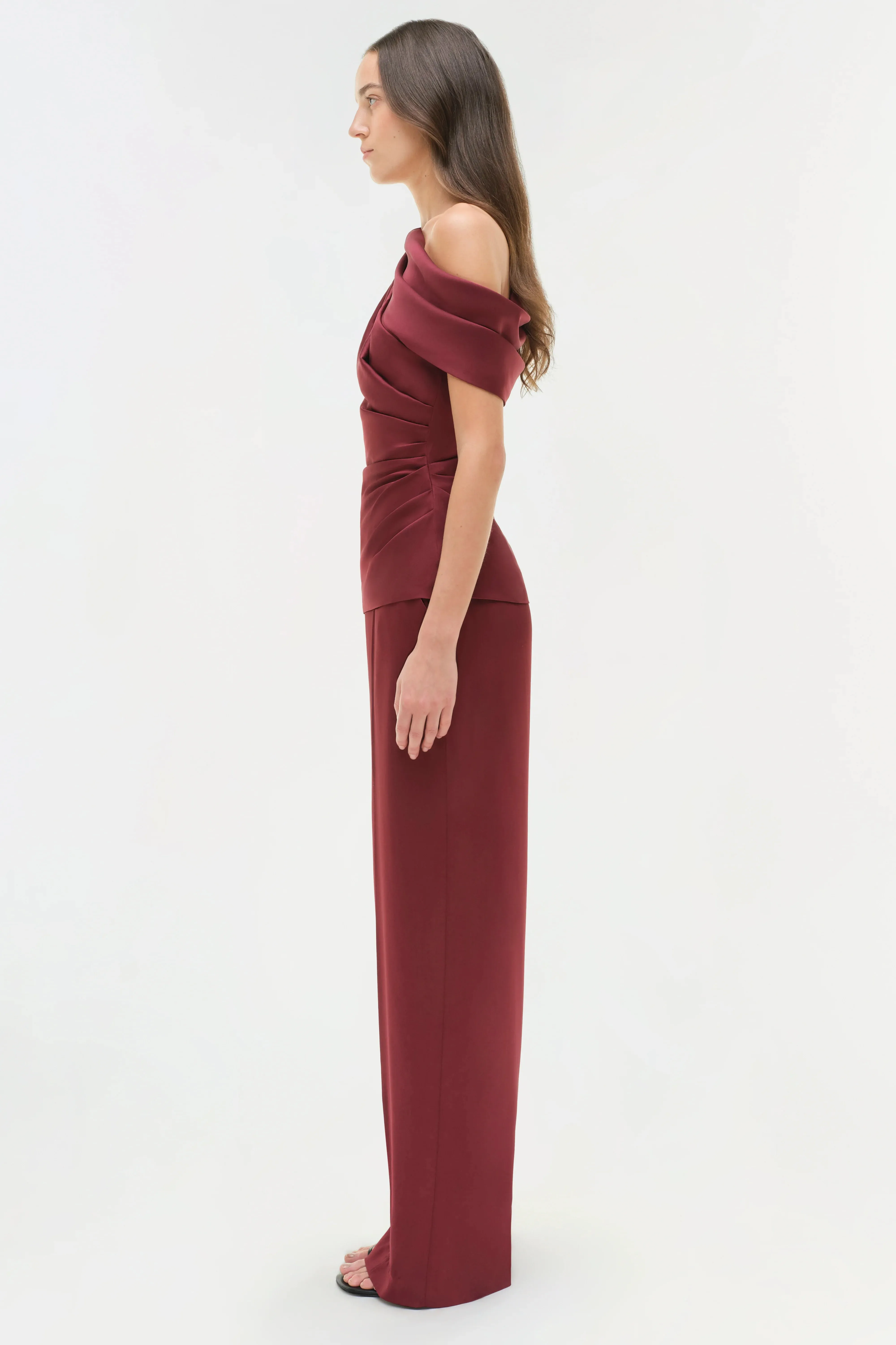Simkhai - Phoebe Draped Satin Top - Cranberry sold by Jessie Boutique product image thumbnail 3
