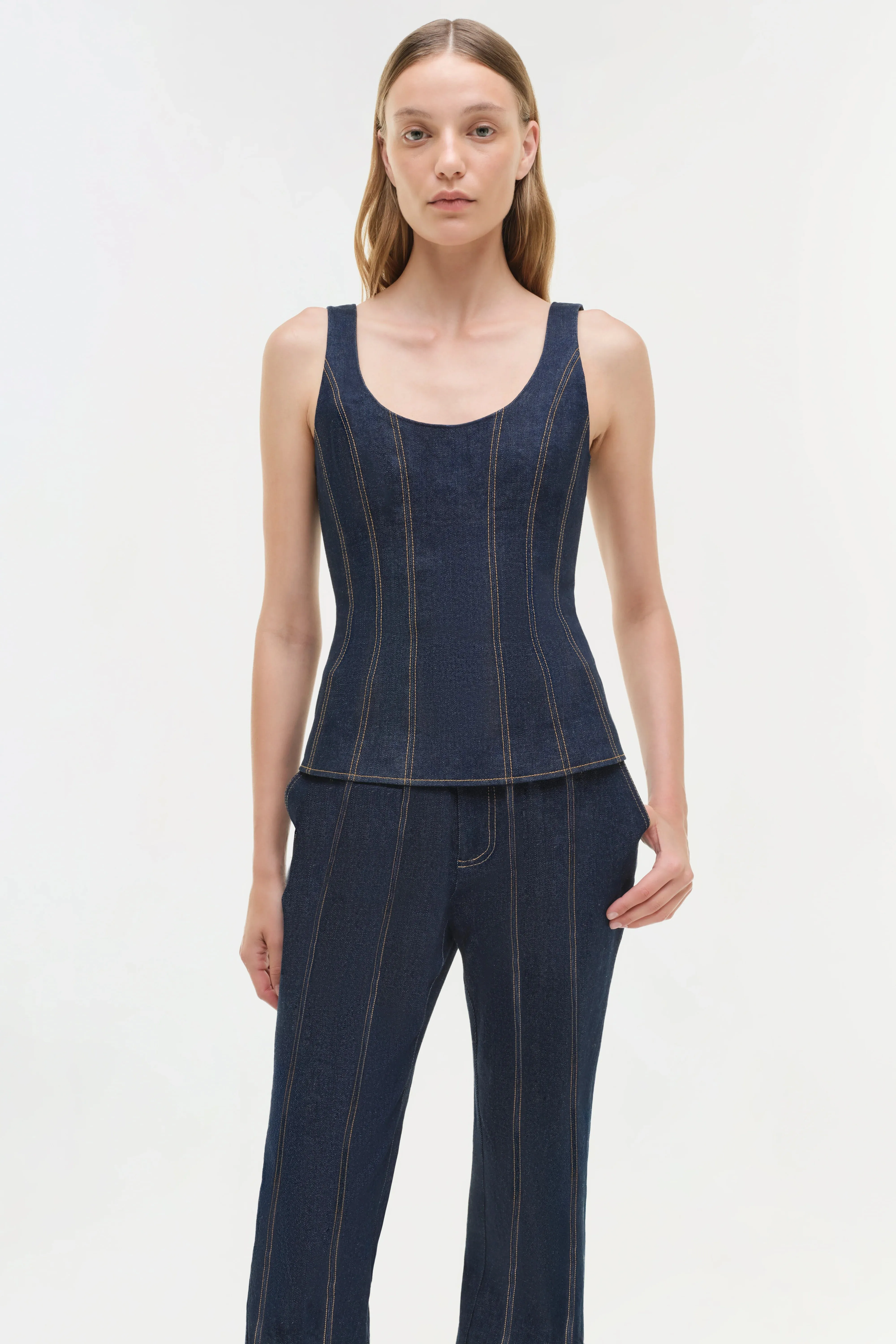 Simkhai - Lachlan Denim Bustier Top - Twilight sold by Jessie Boutique