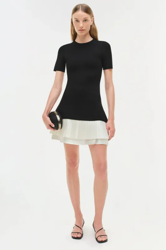 Simkhai - Lorin Taffeta Knit Midi Dress - Black Multi sold by Jessie Boutique