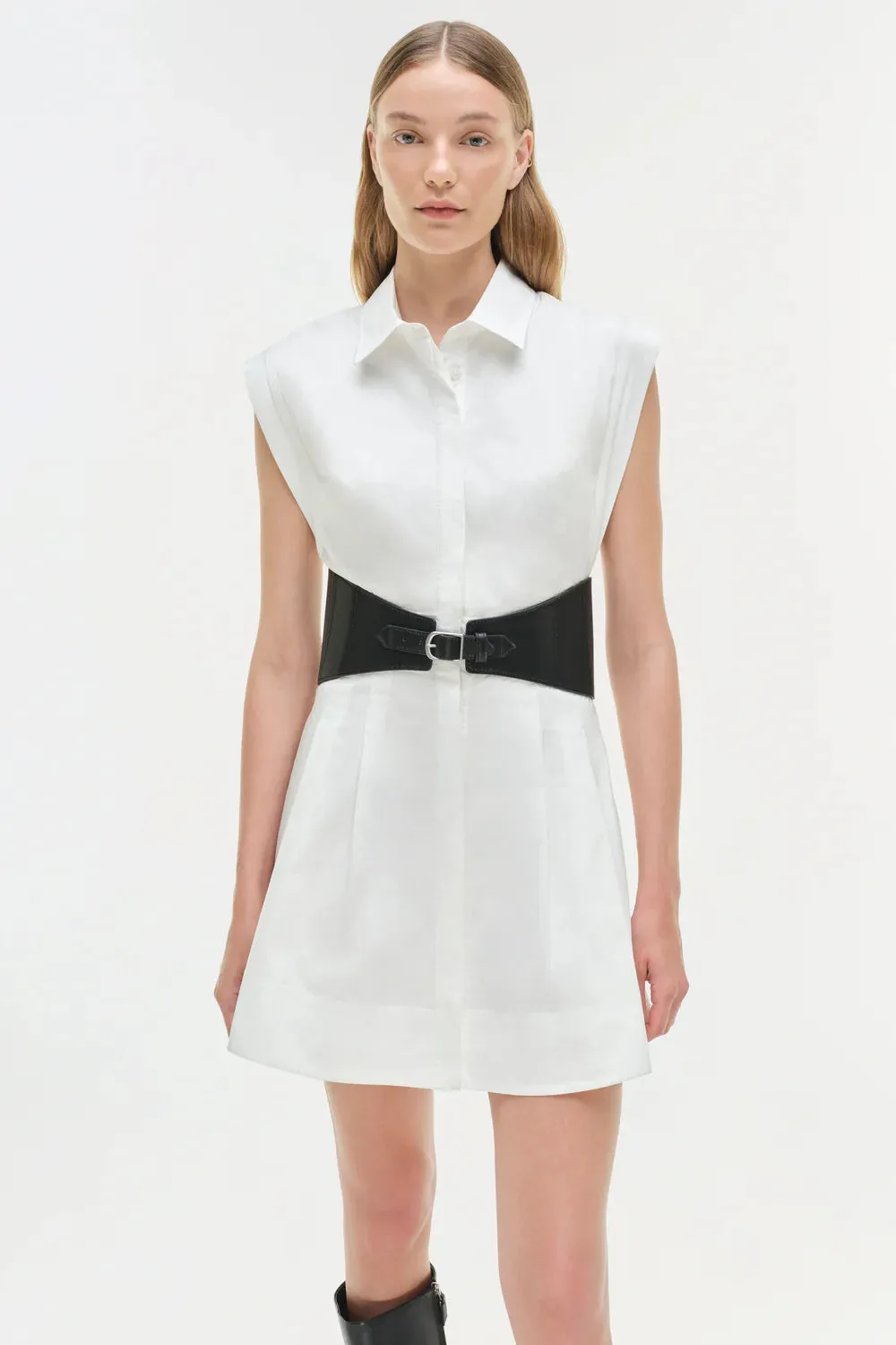 Simkhai - Adler Belted Cotton Mini Dress - White sold by Jessie Boutique product image thumbnail 2