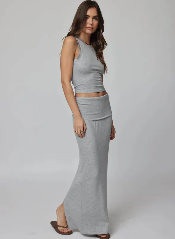 Stillwater - Rib Fold Down Maxi Skirt - Heather sold by Jessie Boutique