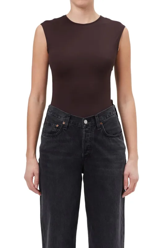 Agolde - Aura Sleeveless Bodysuit - Chocolate sold by Jessie Boutique