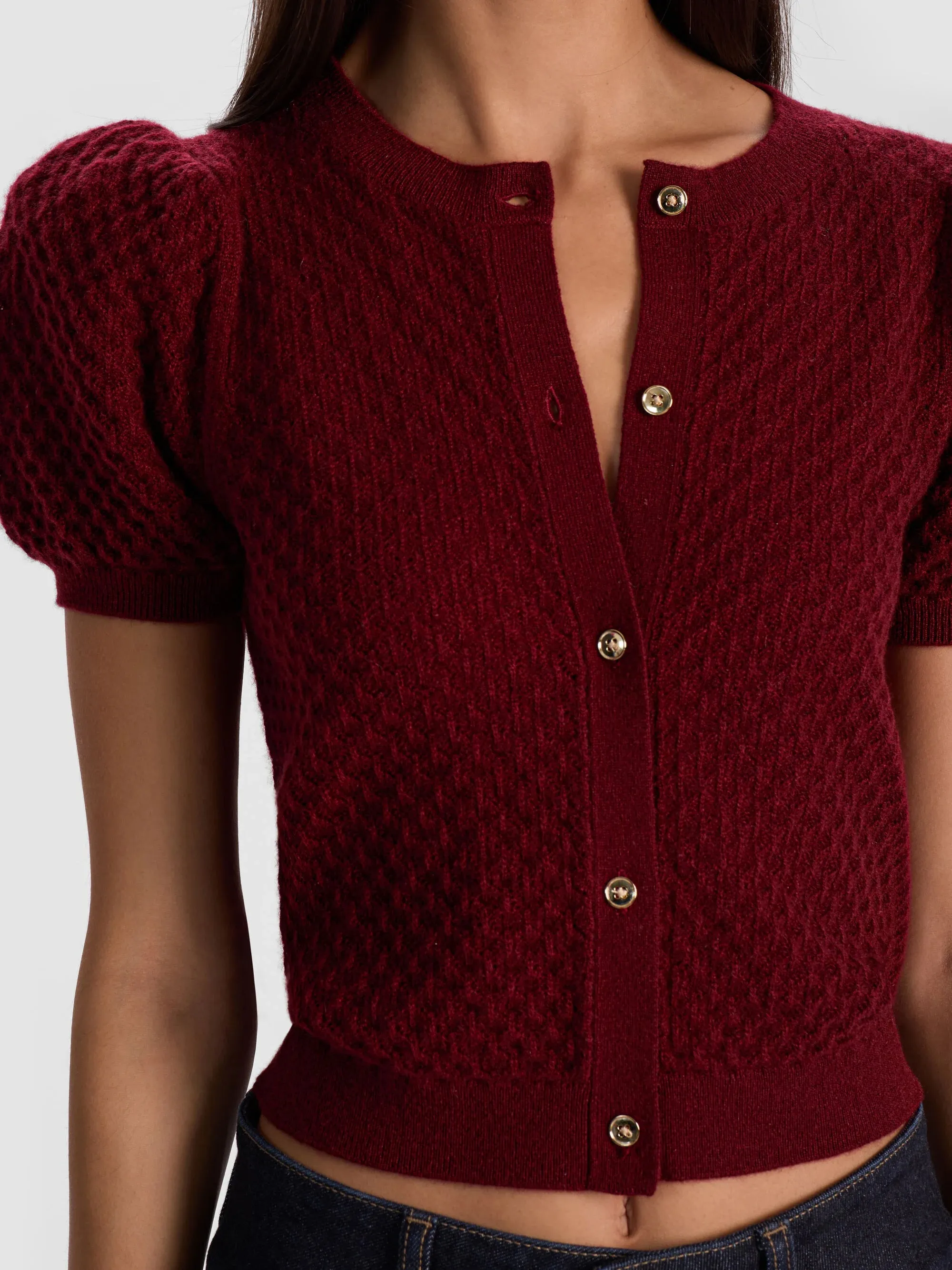 Alice + Olivia - Sabine Cashmere Cardigan - Oxblood sold by Jessie Boutique product image thumbnail 4