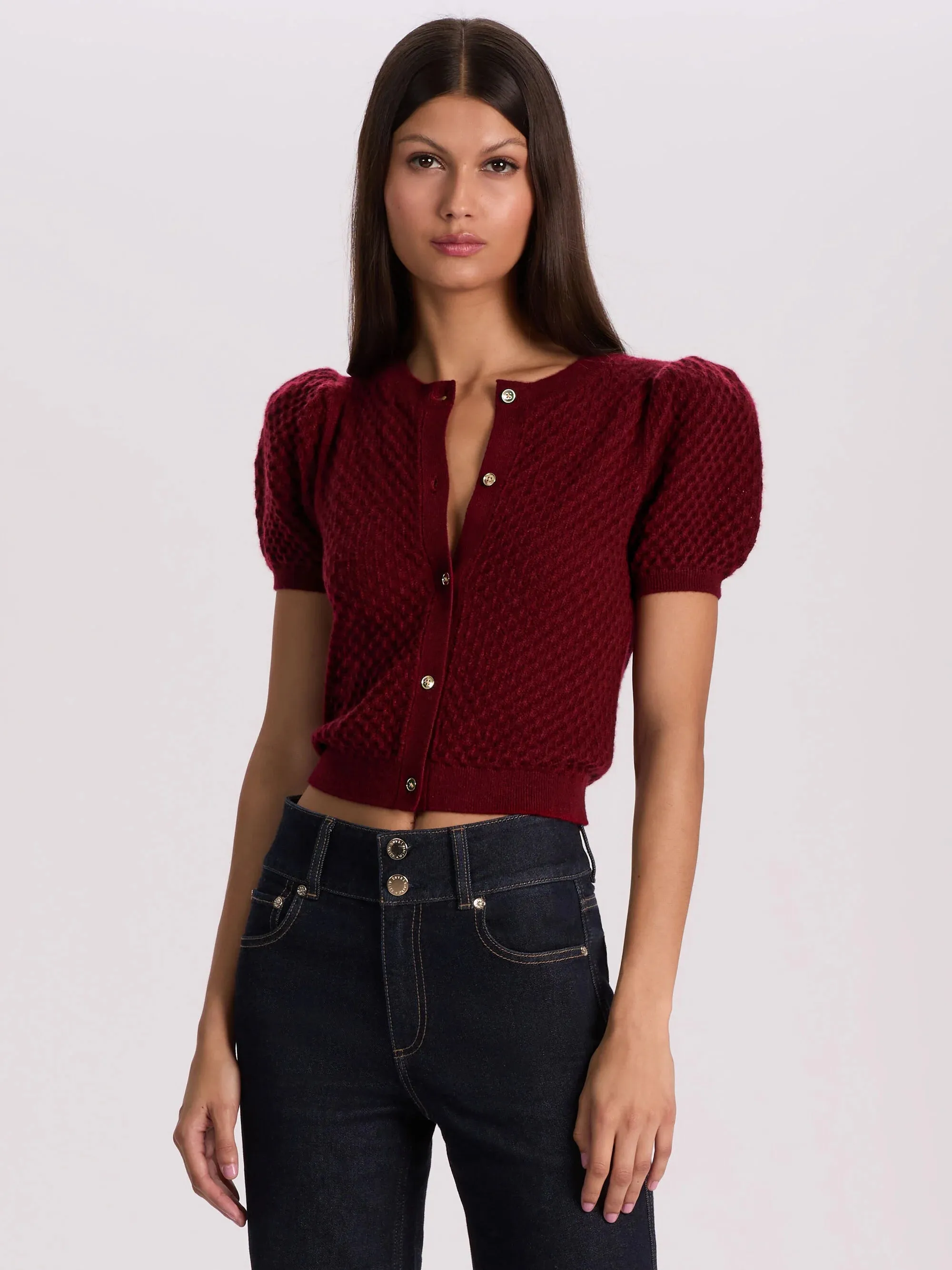 Alice + Olivia - Sabine Cashmere Cardigan - Oxblood sold by Jessie Boutique