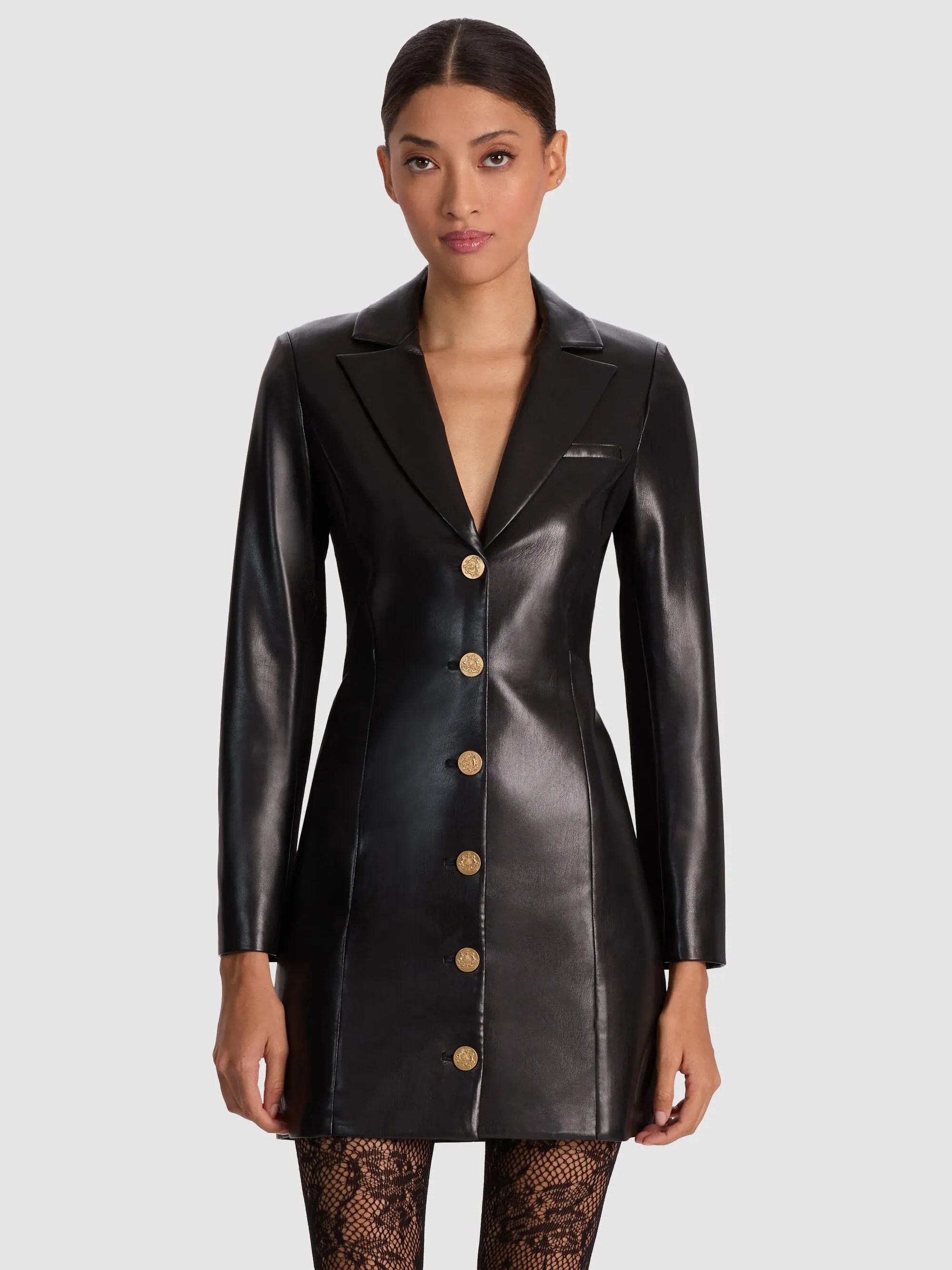 Alice + Olivia - Michelle Vegan Leather Blazer Dress - Black sold by Jessie Boutique product image thumbnail 4