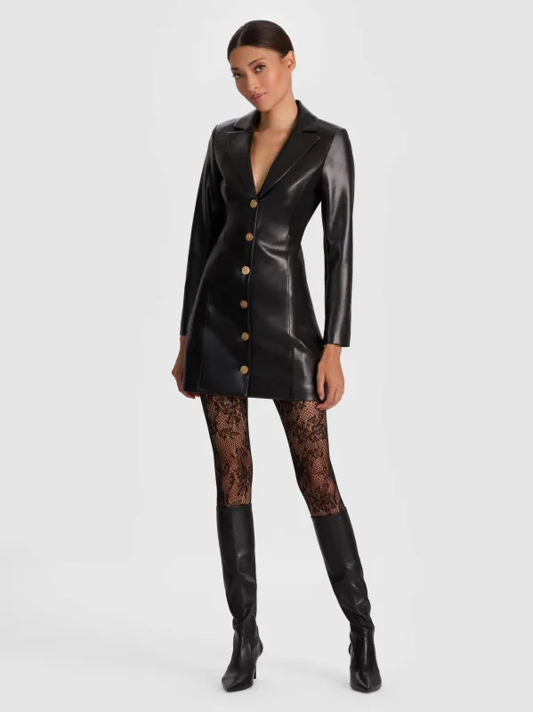 Alice + Olivia - Michelle Vegan Leather Blazer Dress - Black sold by Jessie Boutique