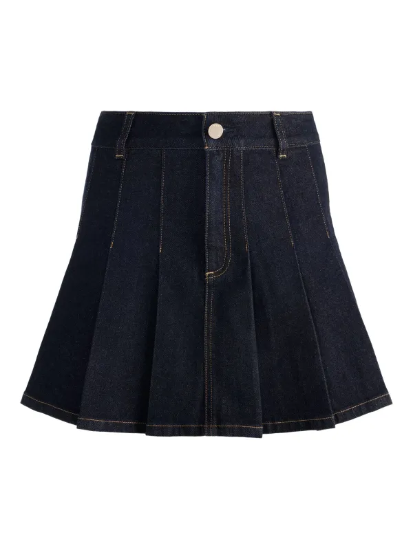 Alice + Olivia - Suzie Pleated Denim Mini Skirt - Dark Rinse sold by Jessie Boutique