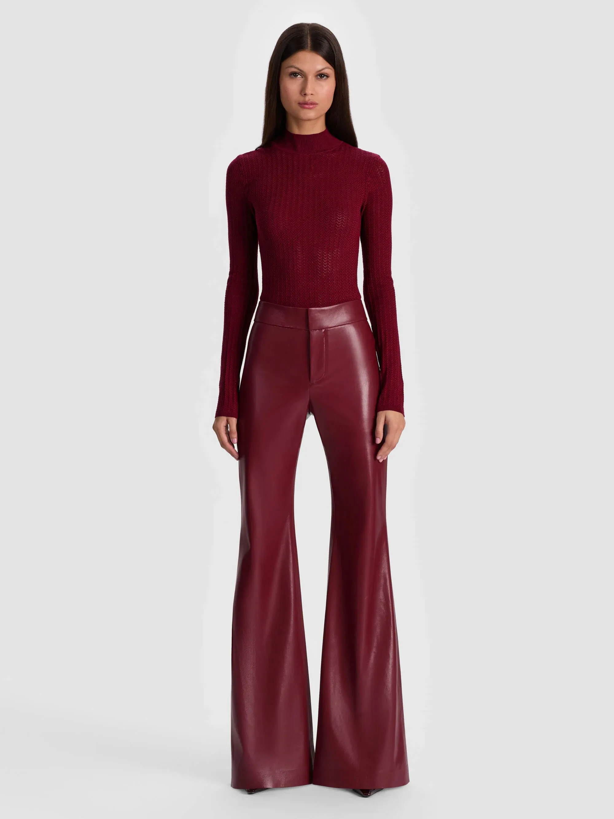 Alice + Olivia - Andrew Vegan Pant - Oxblood sold by Jessie Boutique