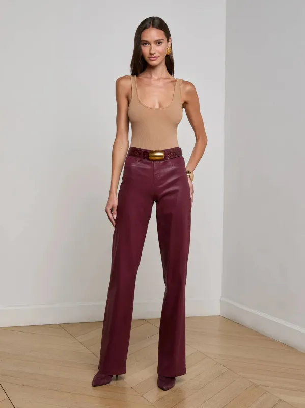 L'agence - Clayton Coated Wide-Leg Jean - Dark Port Coated sold by Jessie Boutique