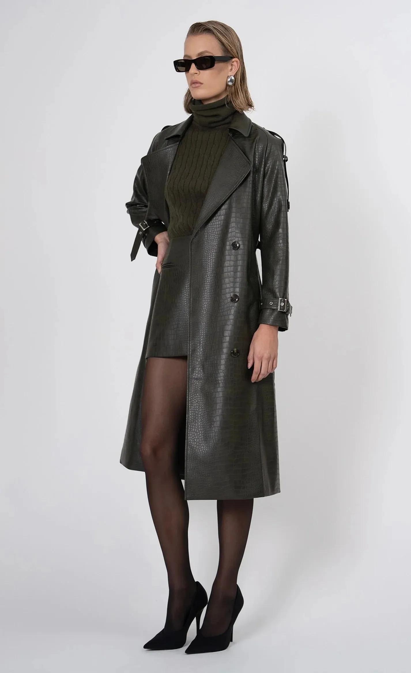 Nonchalant - Adrian Trench - Army Green sold by Jessie Boutique product image thumbnail 3