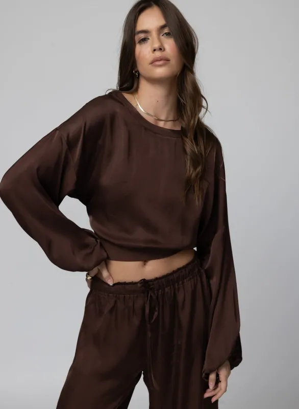 Stillwater - The Silky Pacific Long Sleeve - Chocolate sold by Jessie Boutique