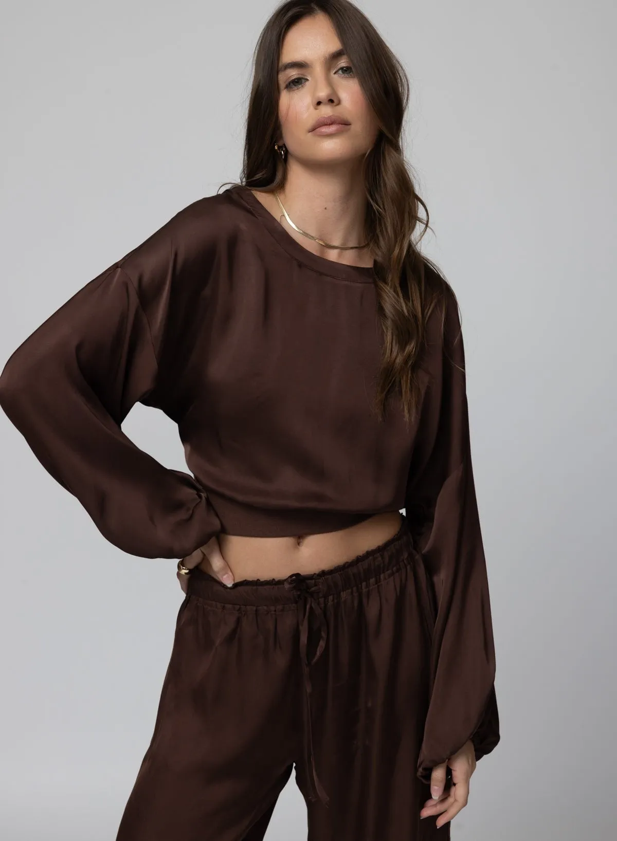 Stillwater - The Silky Pacific Long Sleeve - Chocolate sold by Jessie Boutique