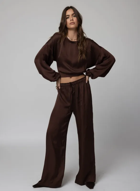 Stillwater - The Silky Venice Wide Leg Pant - Chocolate sold by Jessie Boutique