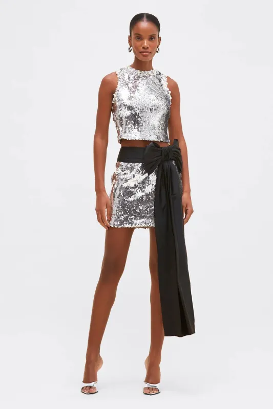 Patbo - Moonlight Sequin Mini Skirt - Silver sold by Jessie Boutique