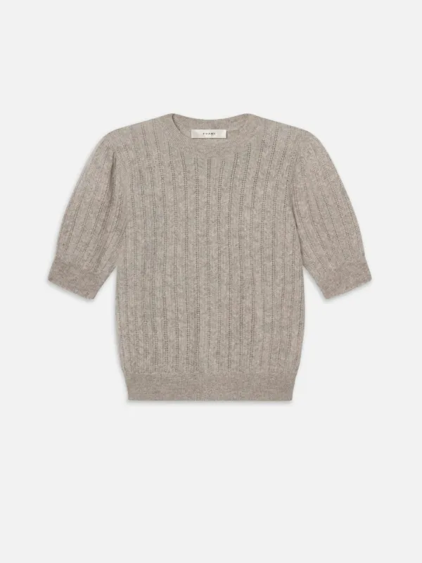 Frame - The Ladder Pointelle Sweater - Light Heather Grey sold by Jessie Boutique