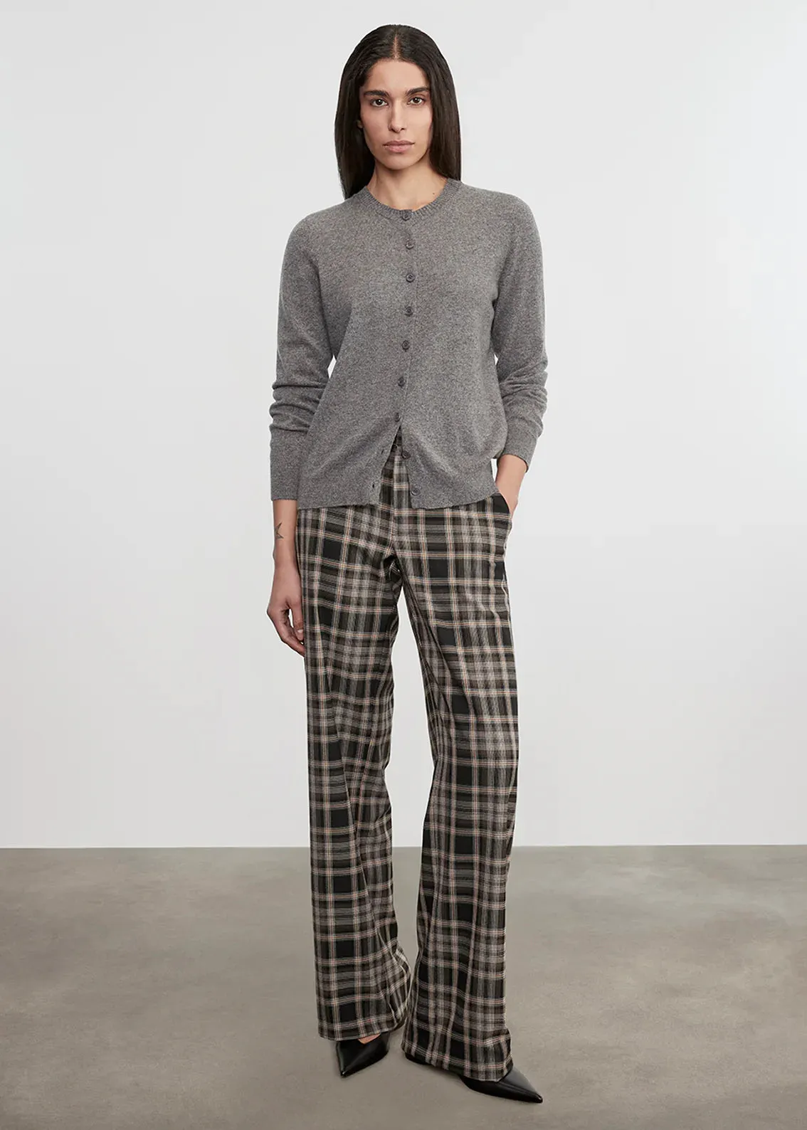 Enza Costa - Cashmere Fitted Cardigan - Thunder sold by Jessie Boutique