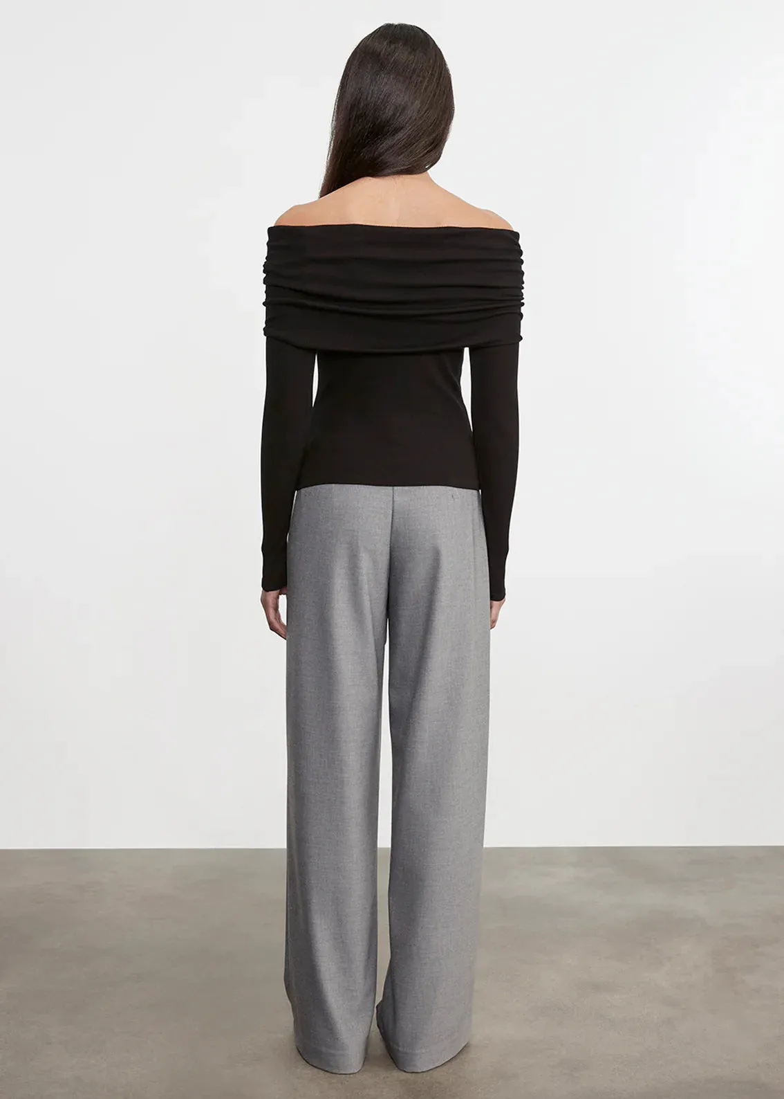 Enza Costa - Silk Rib L/S Off-Shoulder Top - Black sold by Jessie Boutique product image thumbnail 3