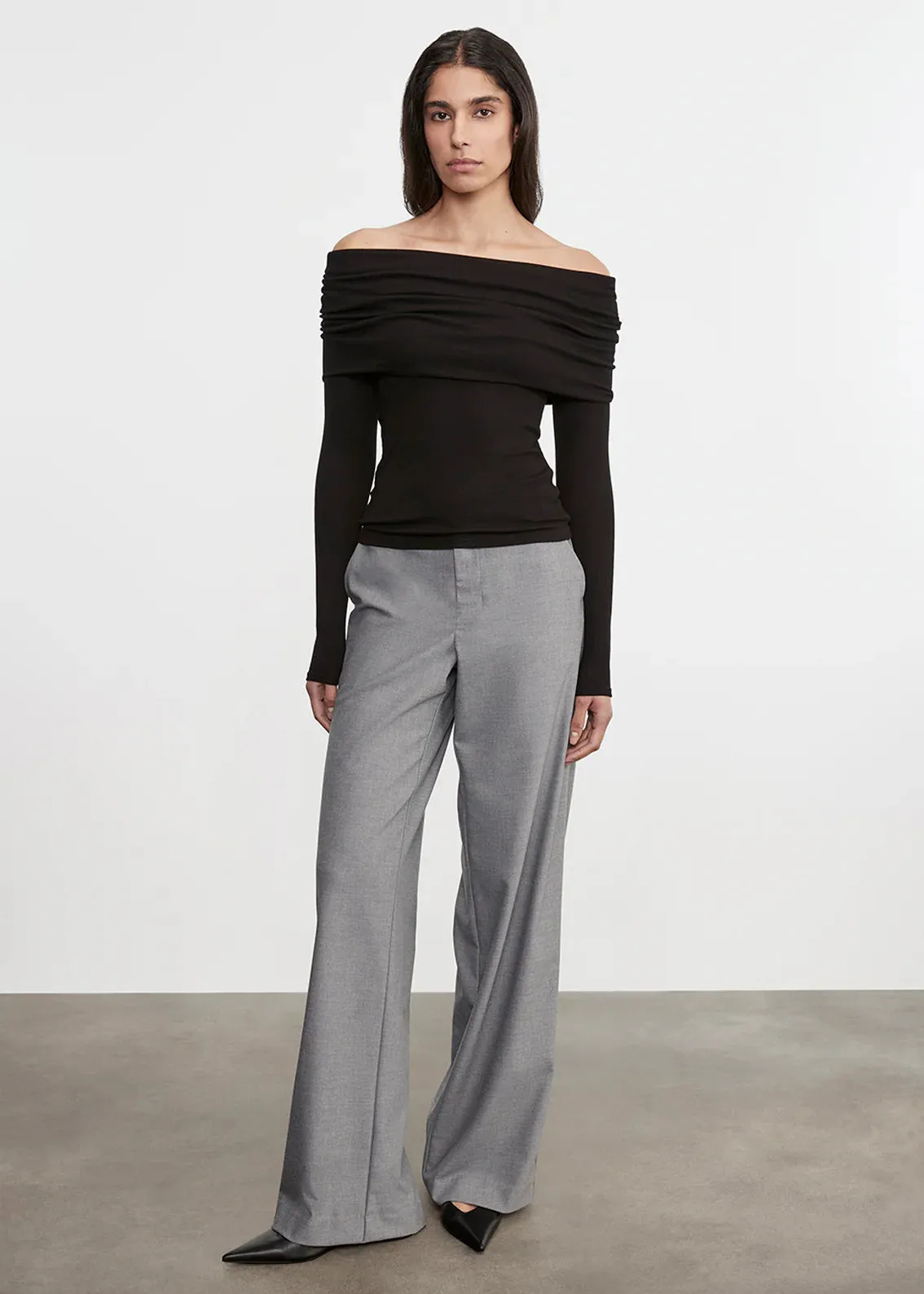 Enza Costa - Silk Rib L/S Off-Shoulder Top - Black sold by Jessie Boutique product image thumbnail 2