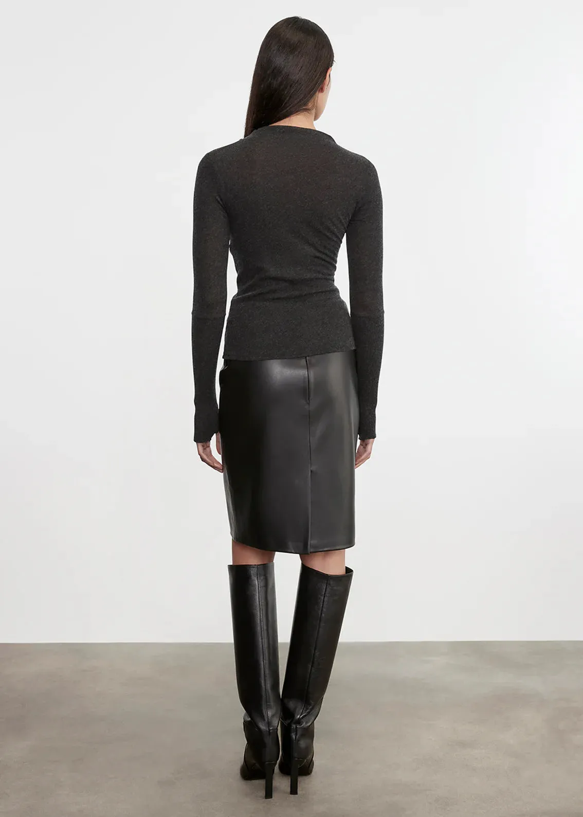 Enza Costa - Knee Length Leather Skirt - Black sold by Jessie Boutique product image thumbnail 3