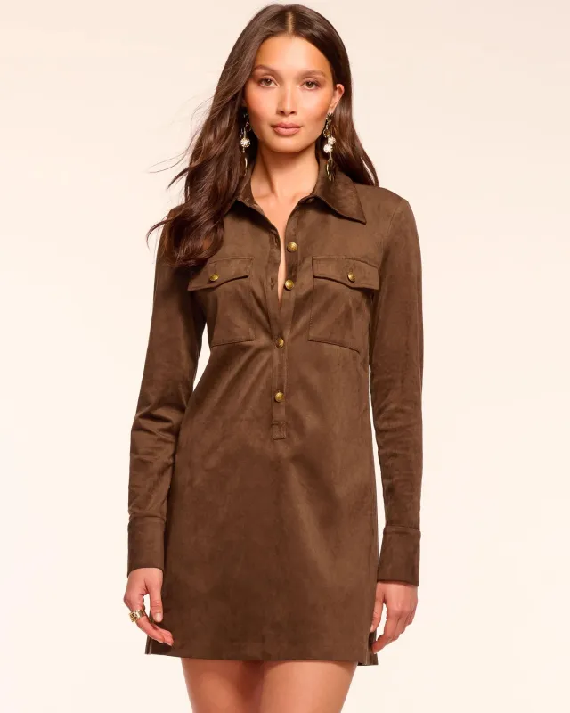 Ramy Brook - Maria Faux Suede Long Sleeve Mini Dress - Coffee sold by Jessie Boutique