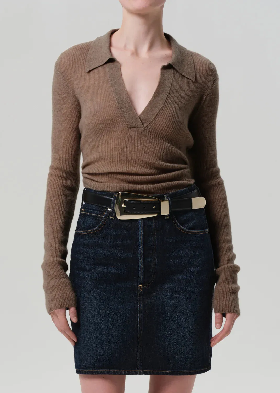 Citizens of Humanity - Simone Polo Sweater - Mushroom sold by Jessie Boutique