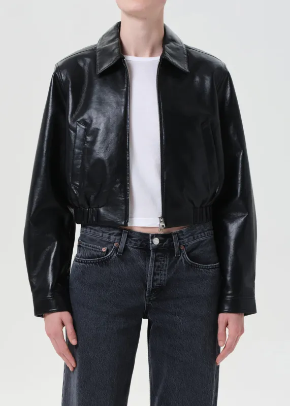 Agolde - Essie Recycled Leather Cropped Jacket - Black sold by Jessie Boutique