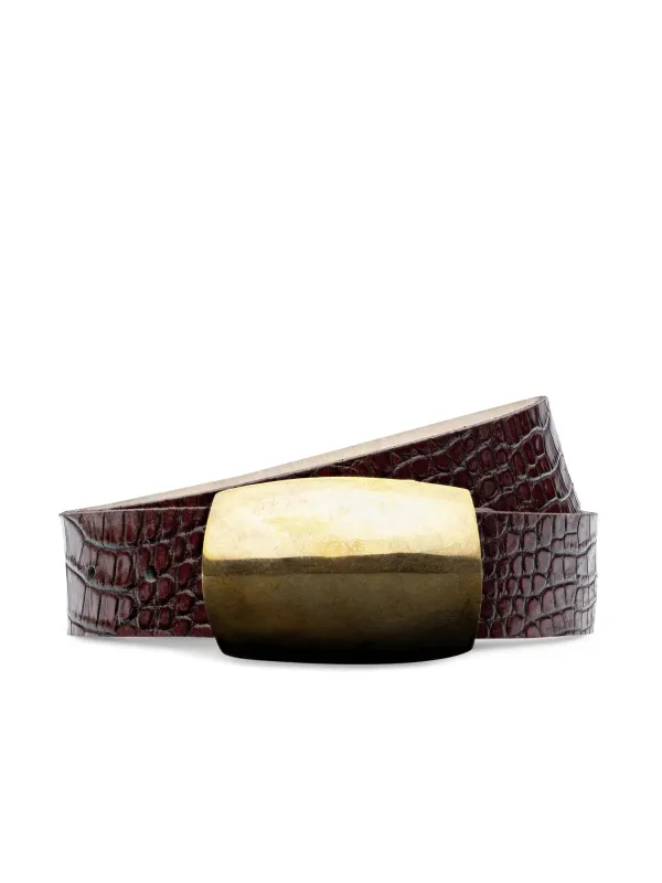 L'agence - Milou Belt - Burgundy Croc Embossed sold by Jessie Boutique