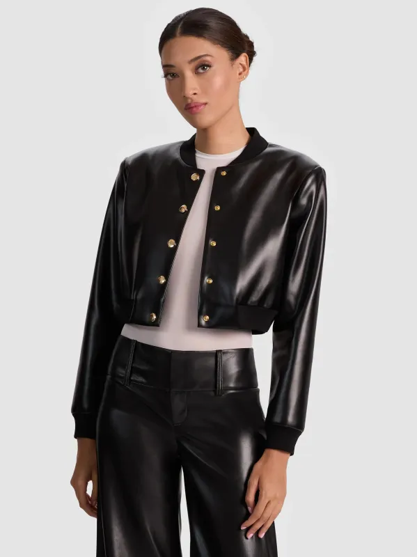 Alice + Olivia - Barton Vegan Bomber Jacket - Black sold by Jessie Boutique