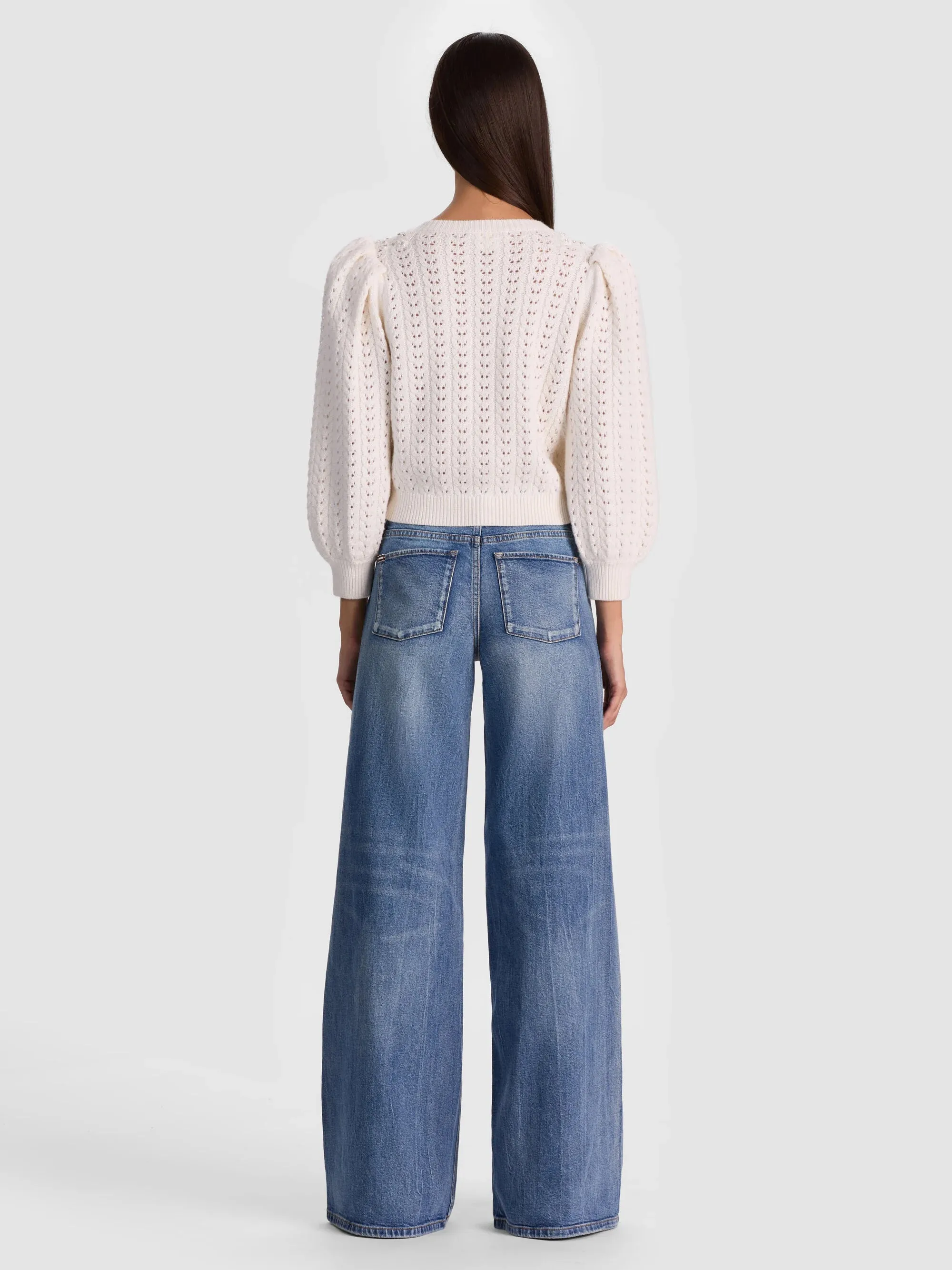 Alice + Olivia - Doris Puff-Sleeve Cardigan - Soft White sold by Jessie Boutique product image thumbnail 4