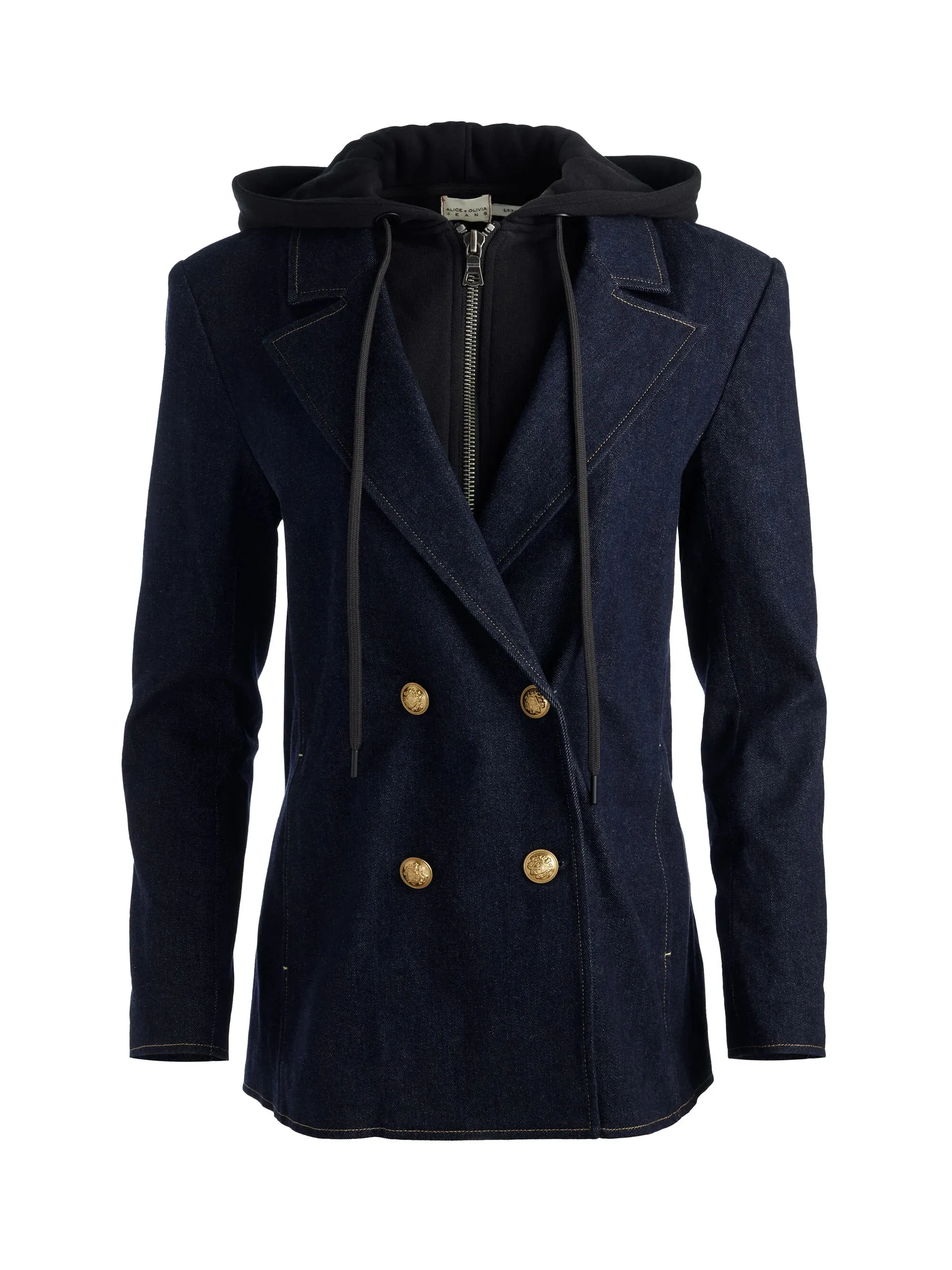 Alice + Olivia - Jordan Denim Blazer With Removable Hoodie - Dark Rinse sold by Jessie Boutique product image thumbnail 5