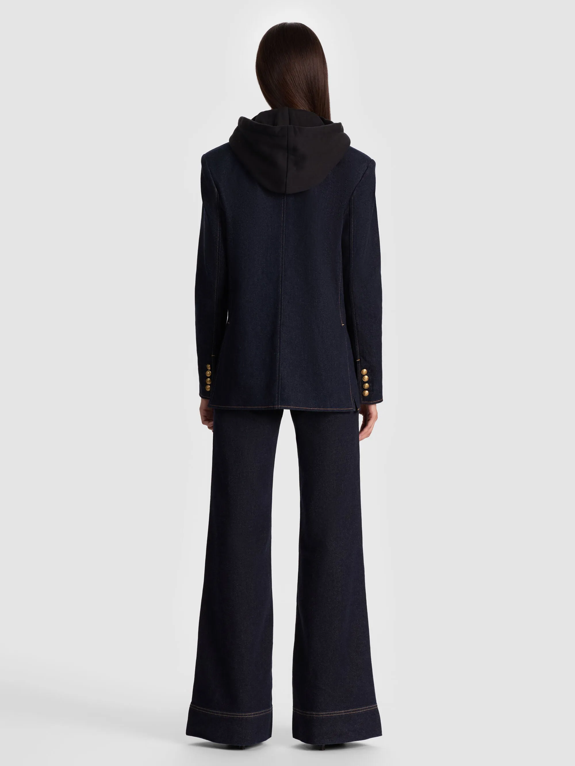 Alice + Olivia - Jordan Denim Blazer With Removable Hoodie - Dark Rinse sold by Jessie Boutique product image thumbnail 4