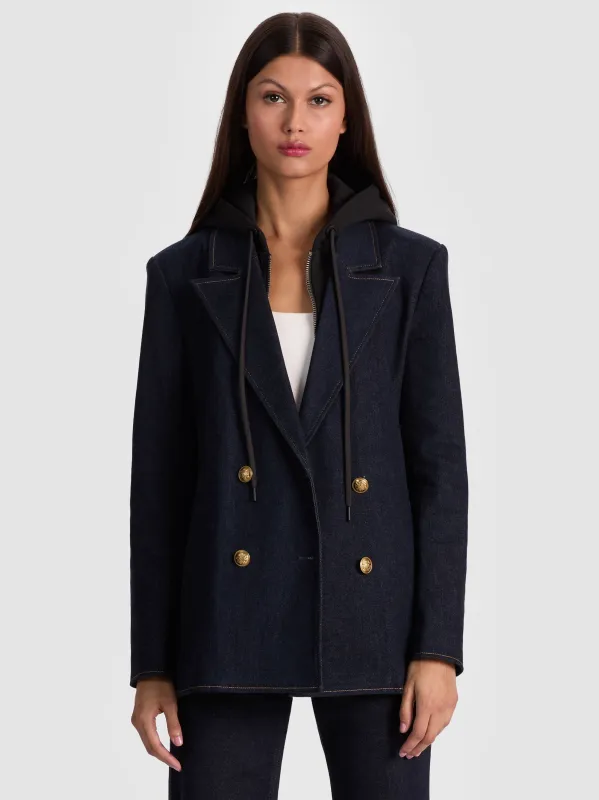 Alice + Olivia - Jordan Denim Blazer With Removable Hoodie - Dark Rinse sold by Jessie Boutique