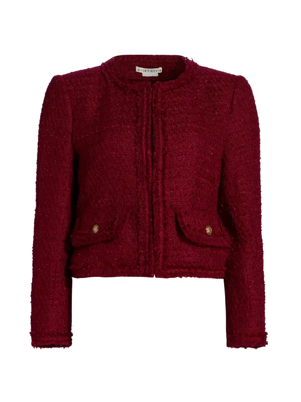 Alice + Olivia - Landon Cropped Jacket - Oxblood made by Alice + Olivia