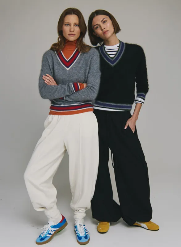 Autumn Cashmere - Striped V Tennis Sweater - Multiple Colors sold by Jessie Boutique