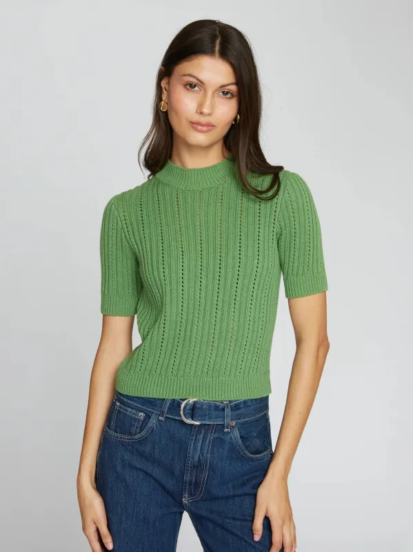 Autumn Cashmere - Cropped Rib/Pointelle Mock - Multiple Colors sold by Jessie Boutique