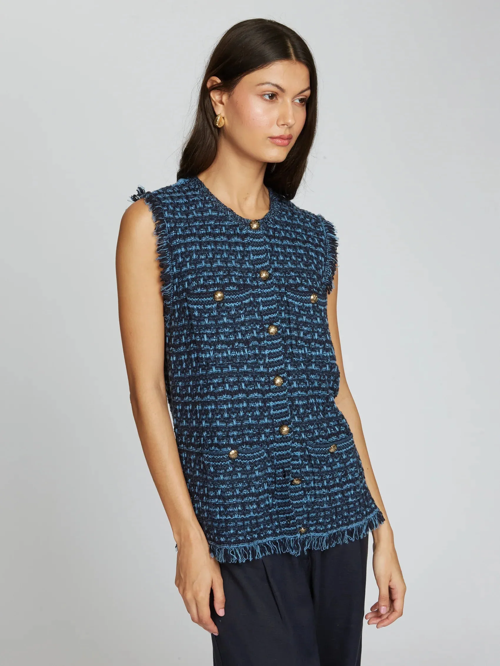 Autumn Cashmere - Long Tweed Vest W/ Fringe - Multiple Colors sold by Jessie Boutique product image thumbnail 4