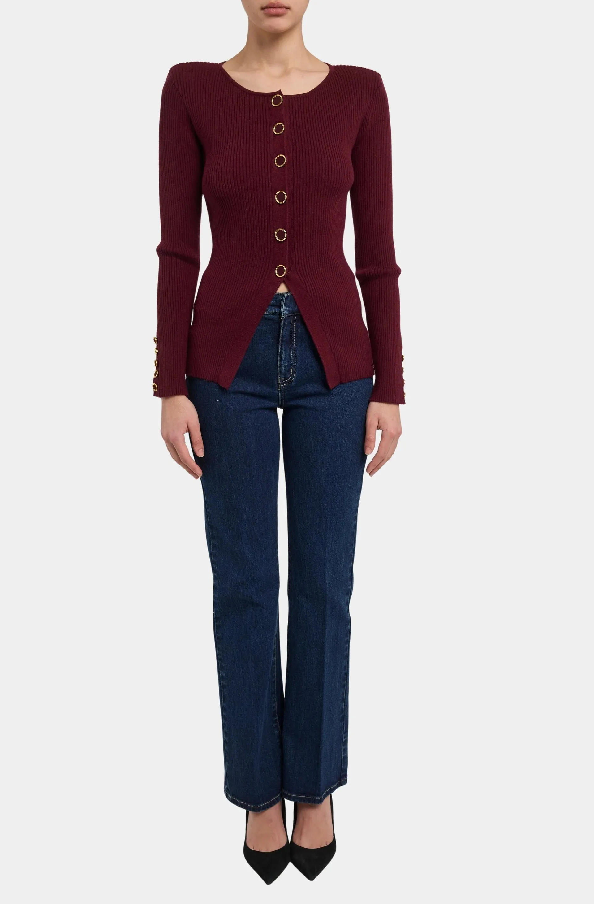 Generation Love - Cherish Rib Cardigan - Malbec sold by Jessie Boutique product image thumbnail 3