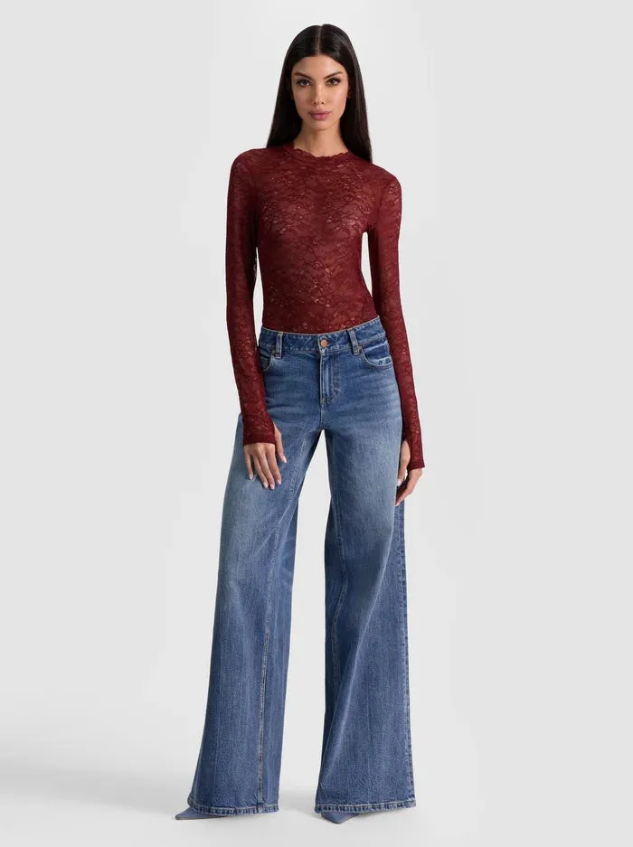 Alice + Olivia - Taeyn Lace Bodysuit - Oxblood sold by Jessie Boutique product image thumbnail 2
