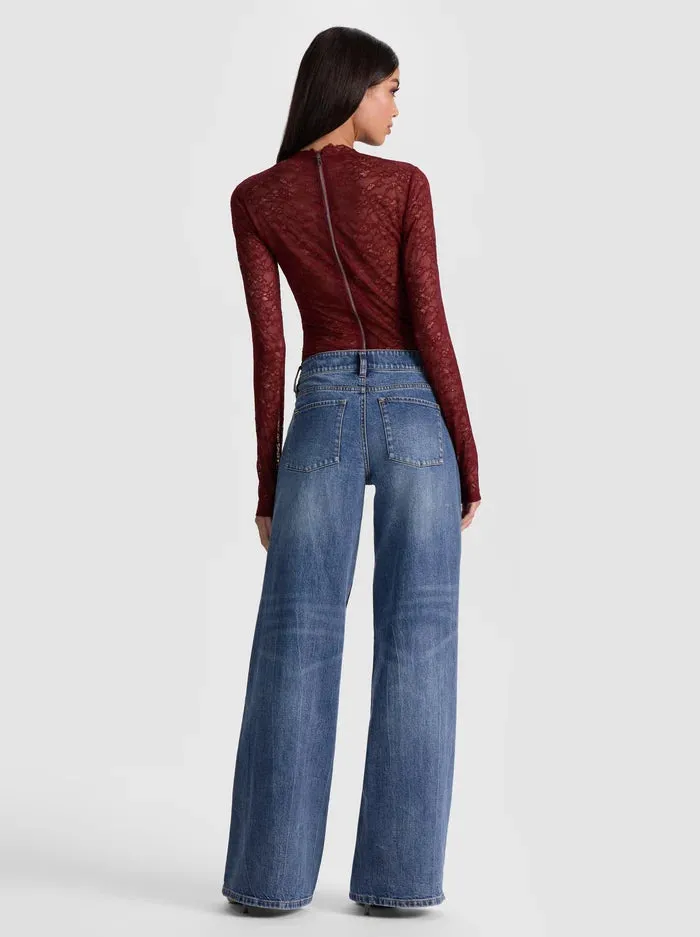 Alice + Olivia - Taeyn Lace Bodysuit - Oxblood sold by Jessie Boutique product image thumbnail 3