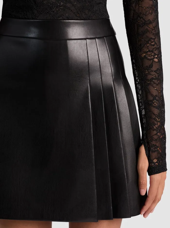 Alice + Olivia - Chara Lace Vegan Leather Mini Dress - Black sold by Jessie Boutique product image thumbnail 2