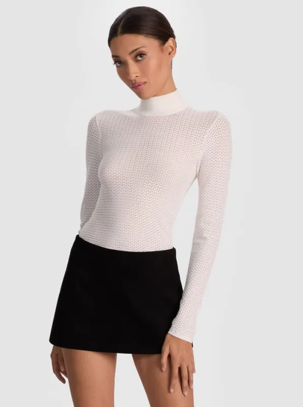Alice + Olivia - Lanie Long Sleeve Mockneck - Soft White sold by Jessie Boutique