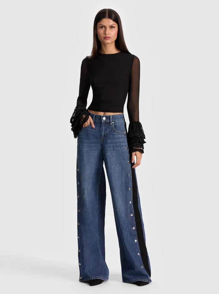 Alice + Olivia - Delaina Top With Ruffle Cuff - Black sold by Jessie Boutique product image thumbnail 2