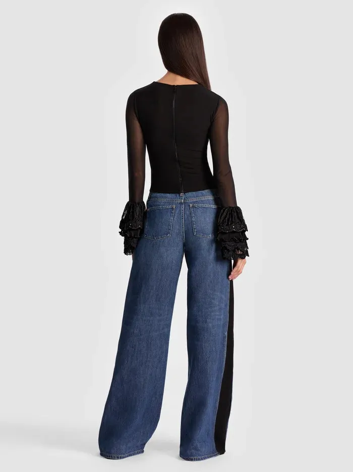 Alice + Olivia - Delaina Top With Ruffle Cuff - Black sold by Jessie Boutique product image thumbnail 3