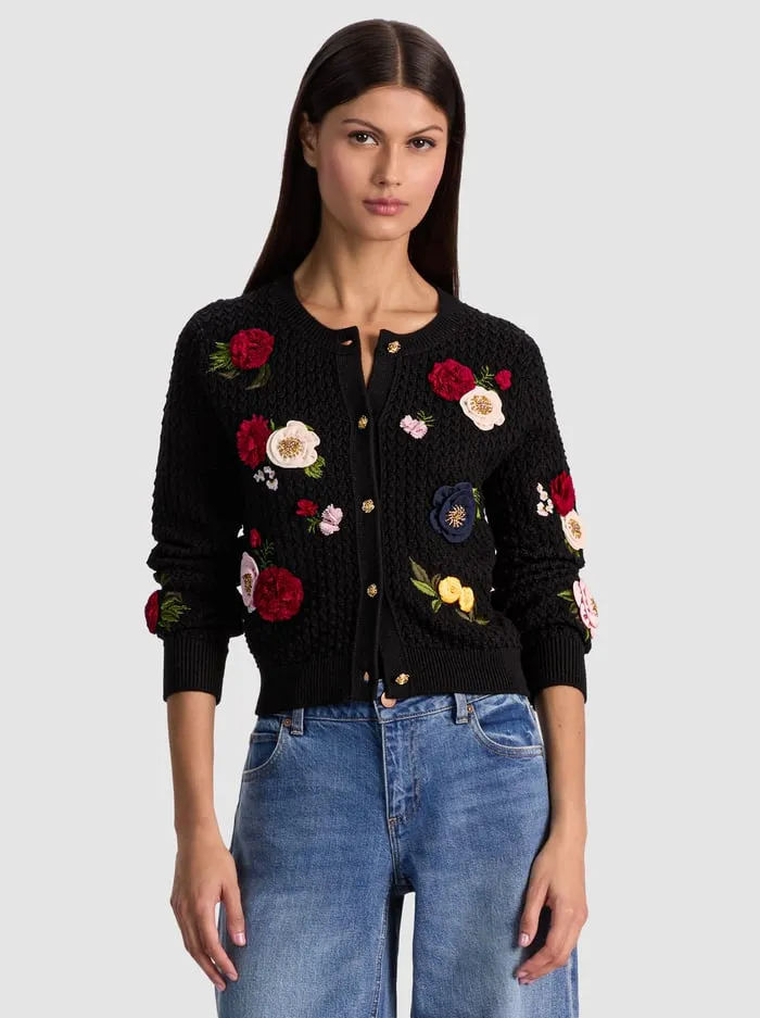 Alice + Olivia - Dollie Floral Cardigan - Black Multi sold by Jessie Boutique