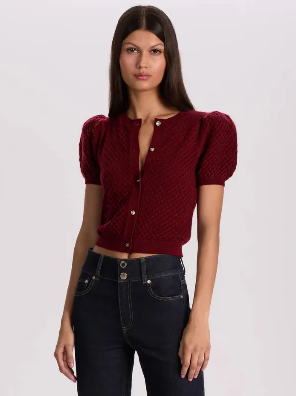 Alice + Olivia - Sabine Cashmere Cardigan - Oxblood sold by Jessie Boutique