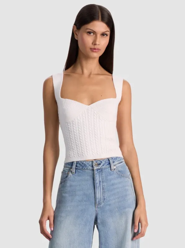 Alice + Olivia - Adrianna Knit Corset - Soft White sold by Jessie Boutique