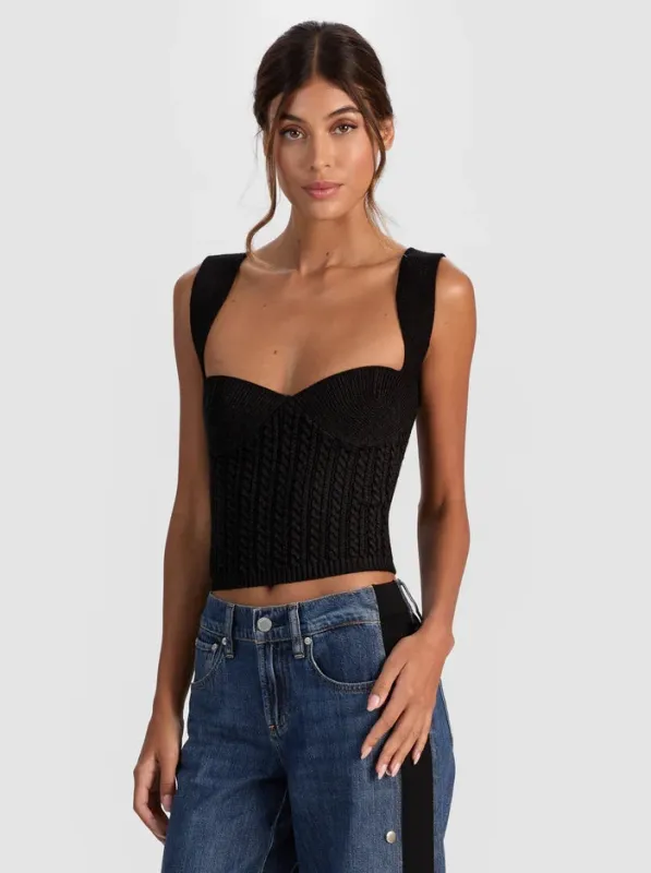 Alice + Olivia - Adrianna Knit Corset - Black sold by Jessie Boutique