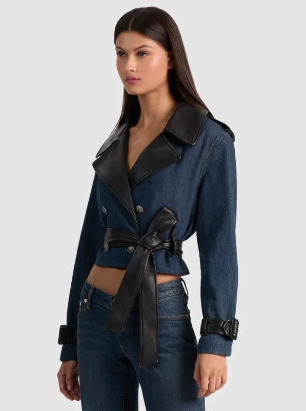 Alice + Olivia - Keith Cropped Denim Trench - Clementine Tint sold by Jessie Boutique