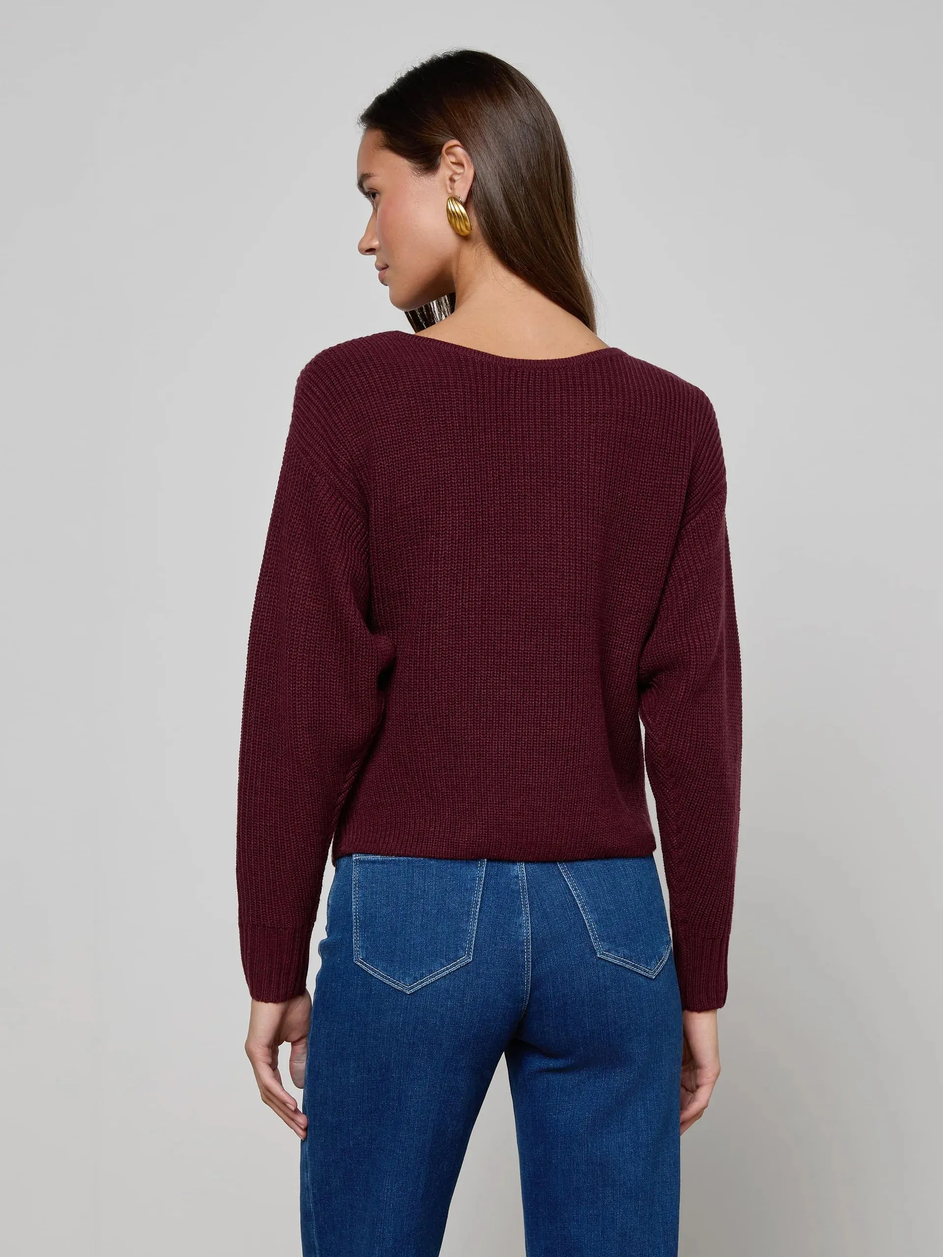 L’agence - Antonella Crossover Sweater - Dark Port sold by Jessie Boutique product image thumbnail 4