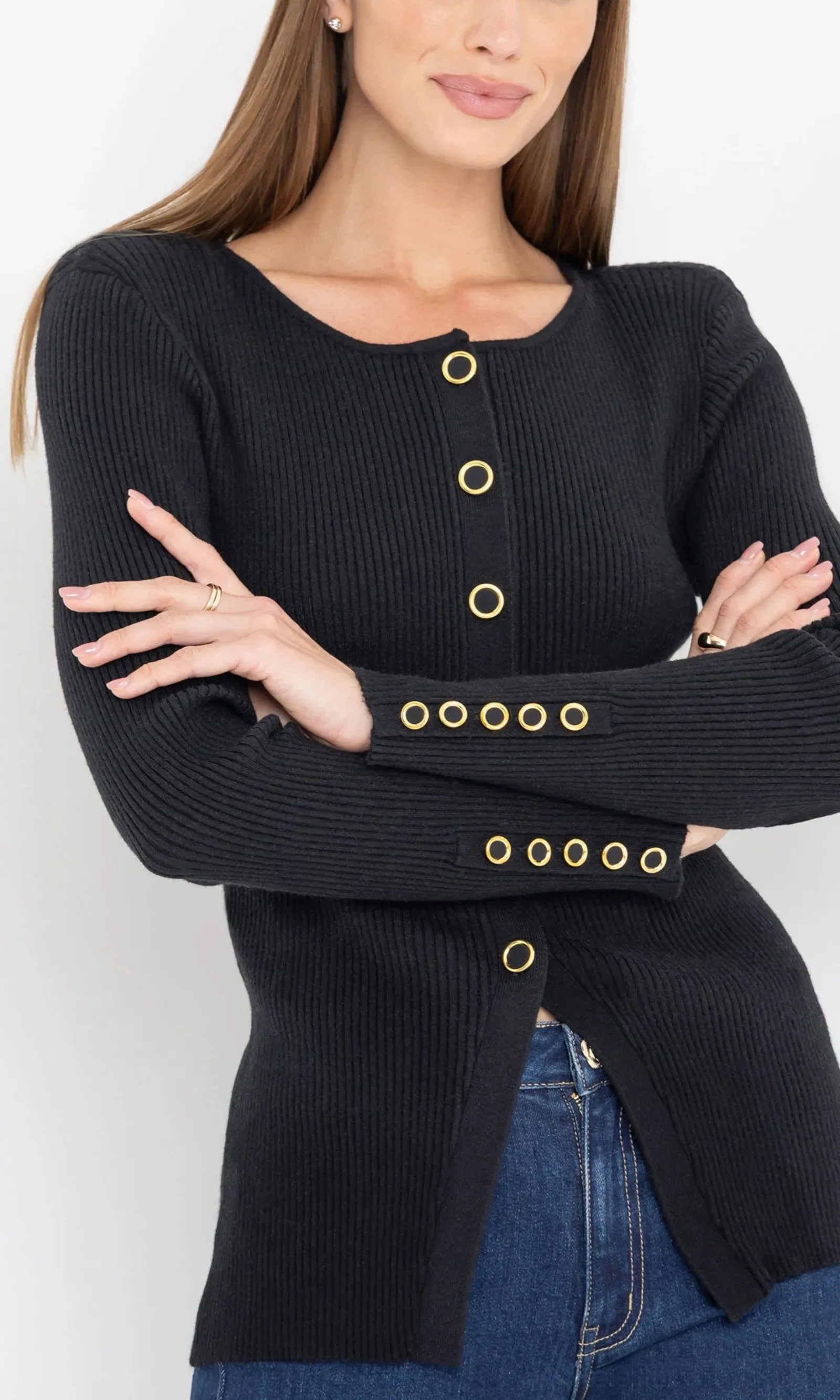 Generation Love - Cherish Rib Cardigan - Black sold by Jessie Boutique product image thumbnail 2